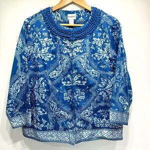 Chico's Blue and White Patterned Jacket